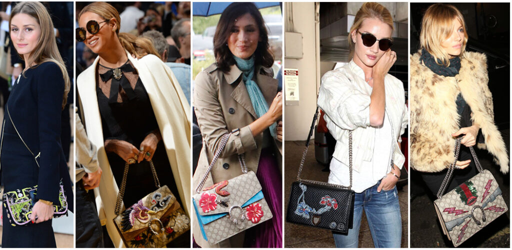 celebrities embroidered handbags