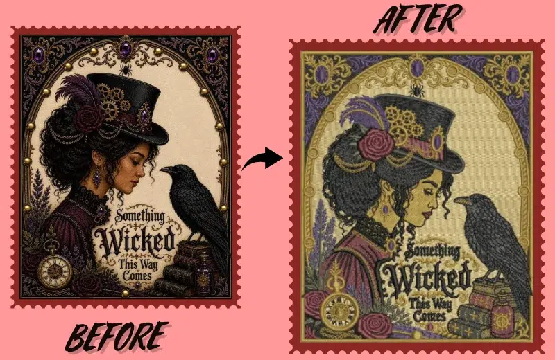 A complex and detailed artwork perfectly digitized for embroidery by Absolute Digitizing