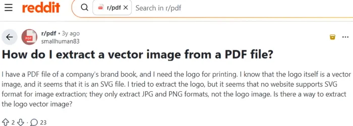 Reddit question about extracting a vector image from a PDF file for logo printing Reddit question about extracting a vector image from a PDF file for logo printing