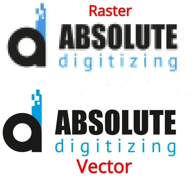 Raster vs vector logo comparison showing a blurry raster design and clean vector artwork.