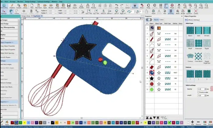 Hatch embroidery software digitizing design preview