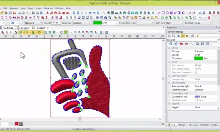 Tajima DG/ML by Pulse embroidery digitizing software