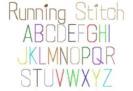 Running stitch for machine embroidery