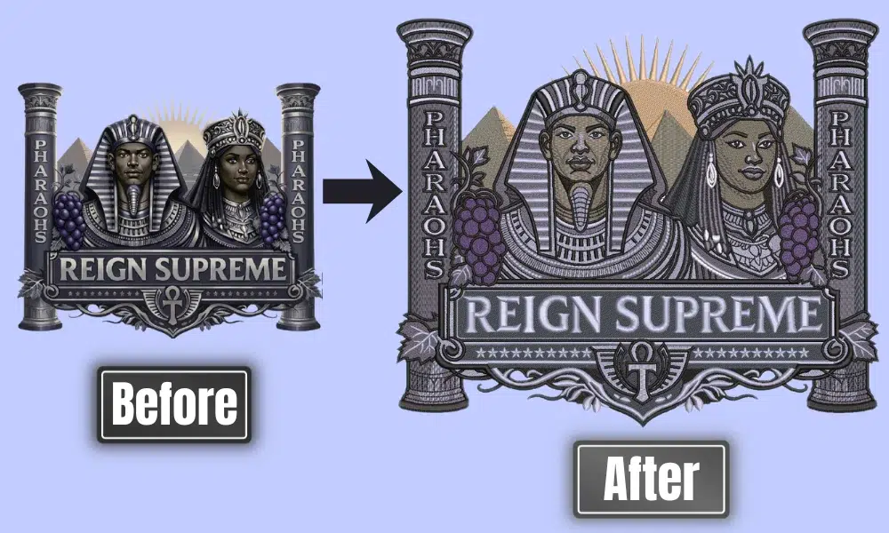 Detailed artwork converted into an embroidery stitch file by Absolute Digitizing Detailed artwork converted into an embroidery stitch file by Absolute Digitizing