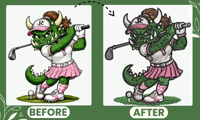 Professional Embroidery Design Before and After, Digitized by Absolute Digitizing Professional Embroidery Design Before and After, Digitized by Absolute Digitizing