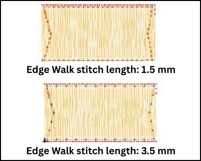 Example of Edge walk underlay stitch