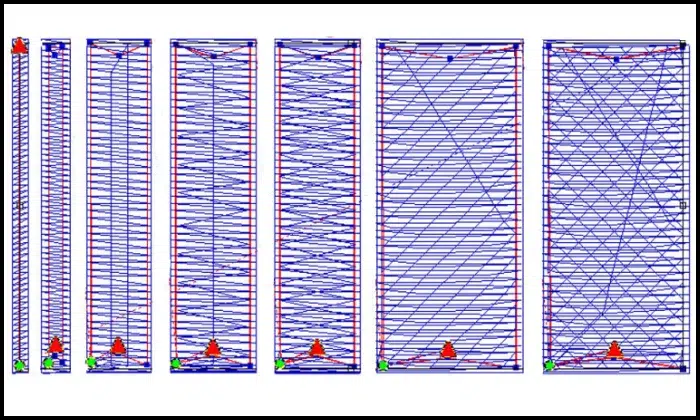 Underlay stitch density examples in embroidery digitizing