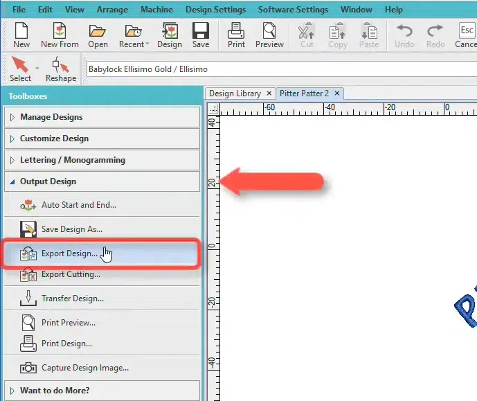 Exporting a finished stitch file in the correct machine embroidery format. Exporting a finished stitch file in the correct machine embroidery format.