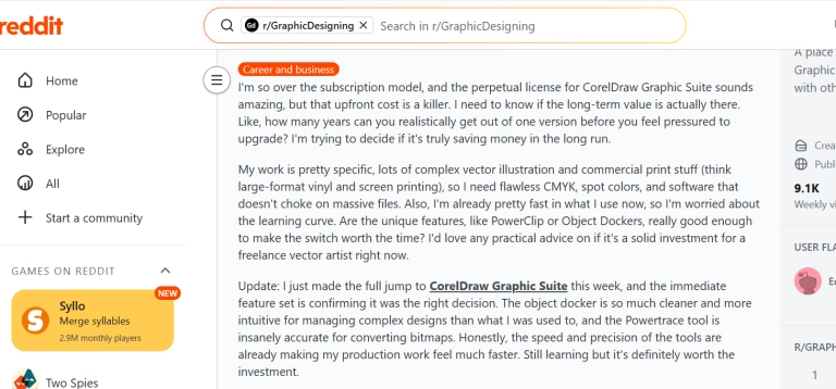 CorelDraw Reddit Review/Best Vector Software 2026