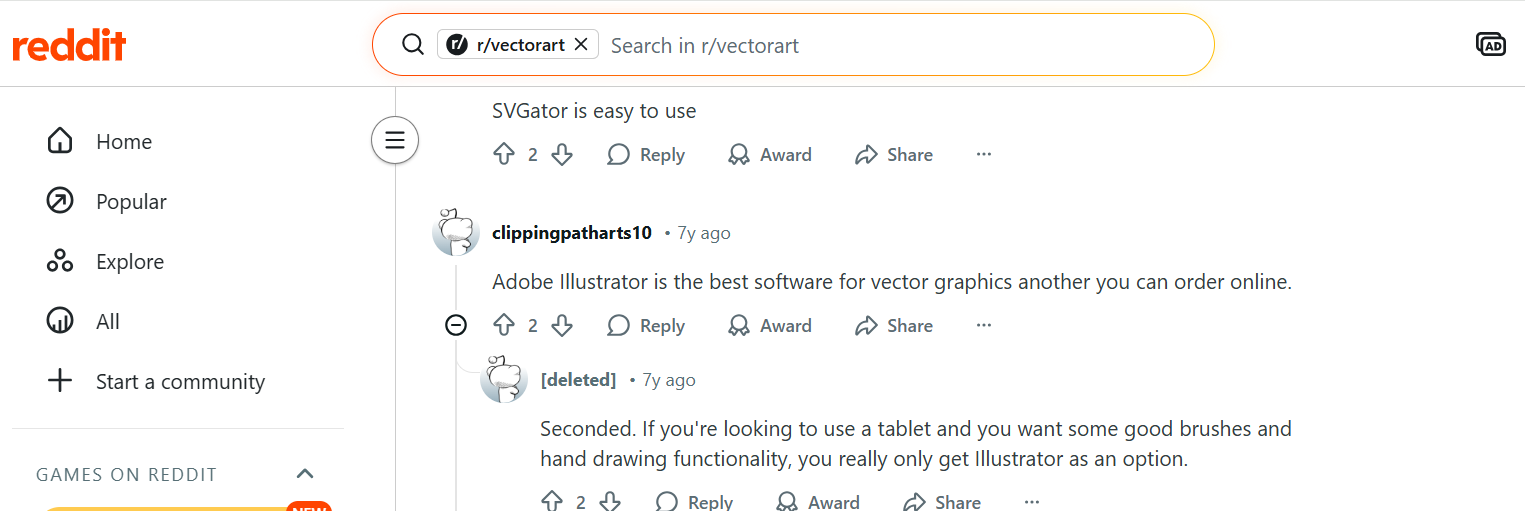 Reddit user comment about the best vector software