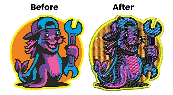 Embroidery Digitizing Before After