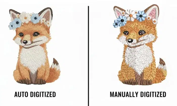 Auto vs manual embroidery digitizing