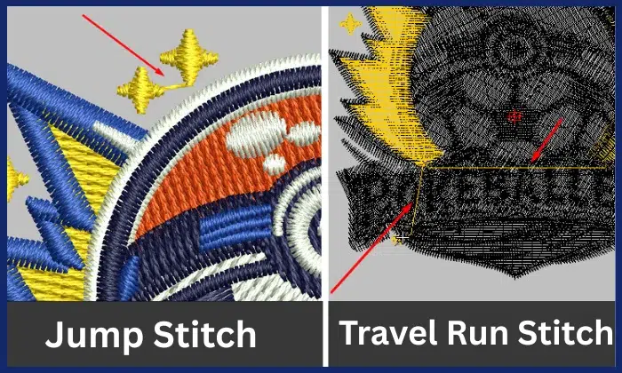 Jump Stitch vs Travel Run Stitch Jump Stitch vs Travel Run Stitch