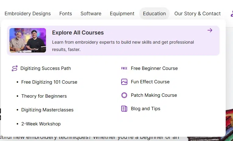 Embroidery Legacy's embroidery education courses and digitizing training resources Embroidery Legacy's embroidery education courses and digitizing training resources