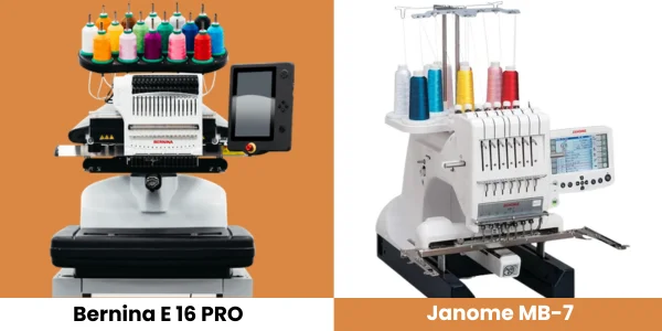 Bernina E 16 PRO and Janome MB-7 multi-needle embroidery machines Bernina E 16 PRO and Janome MB-7 multi-needle embroidery machines