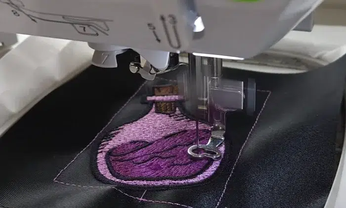 Embroidering the patch design Embroidering the patch design