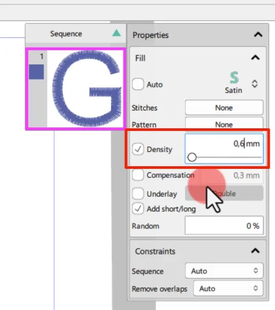 Stitch density settings in embroidery software Stitch density settings in embroidery software