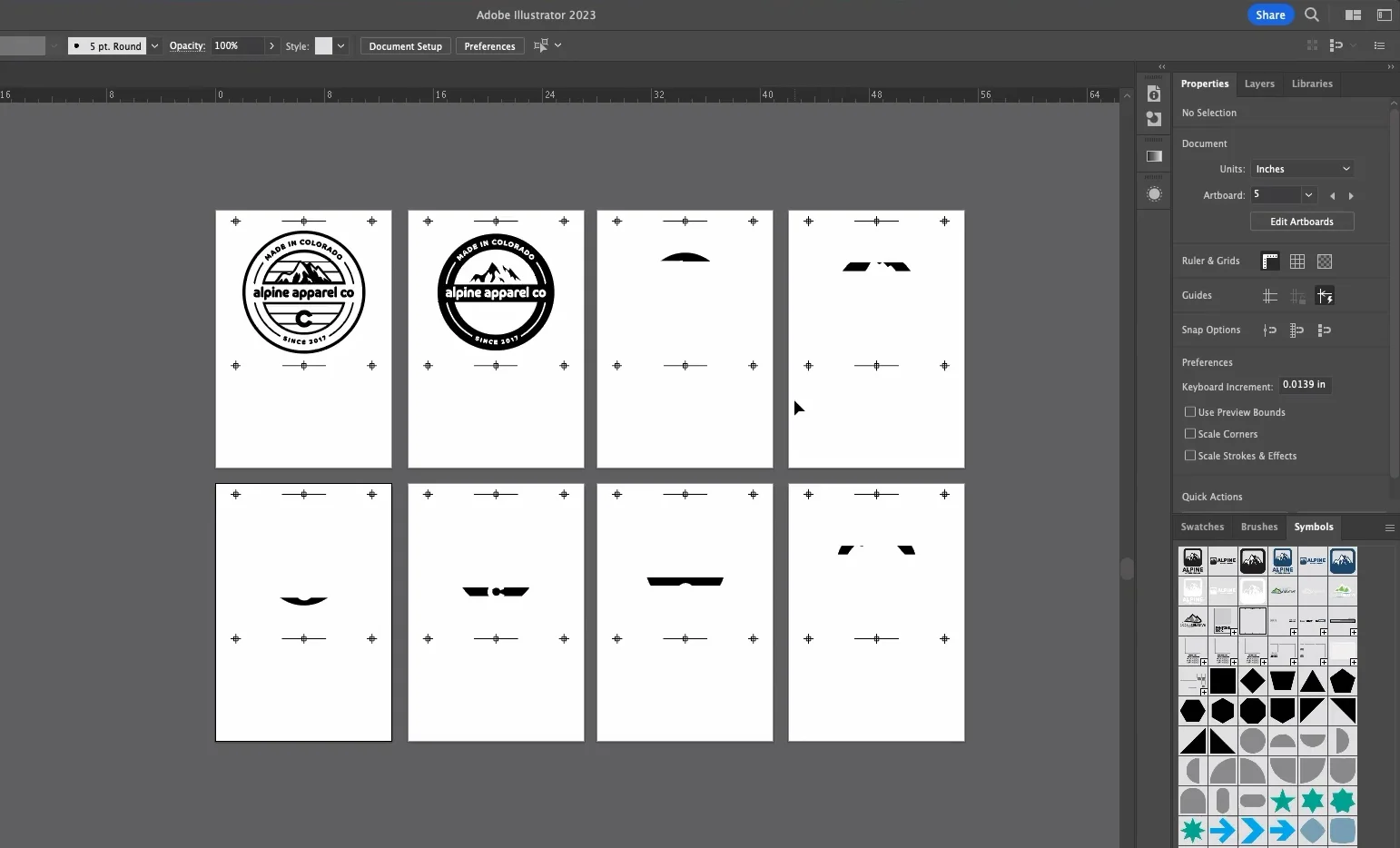 Adobe Illustrator workspace showing separated vector artwork layers with registration marks. Adobe Illustrator workspace showing separated vector artwork layers with registration marks.